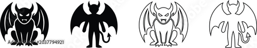 Collection of devil and bat creature illustrations in various styles