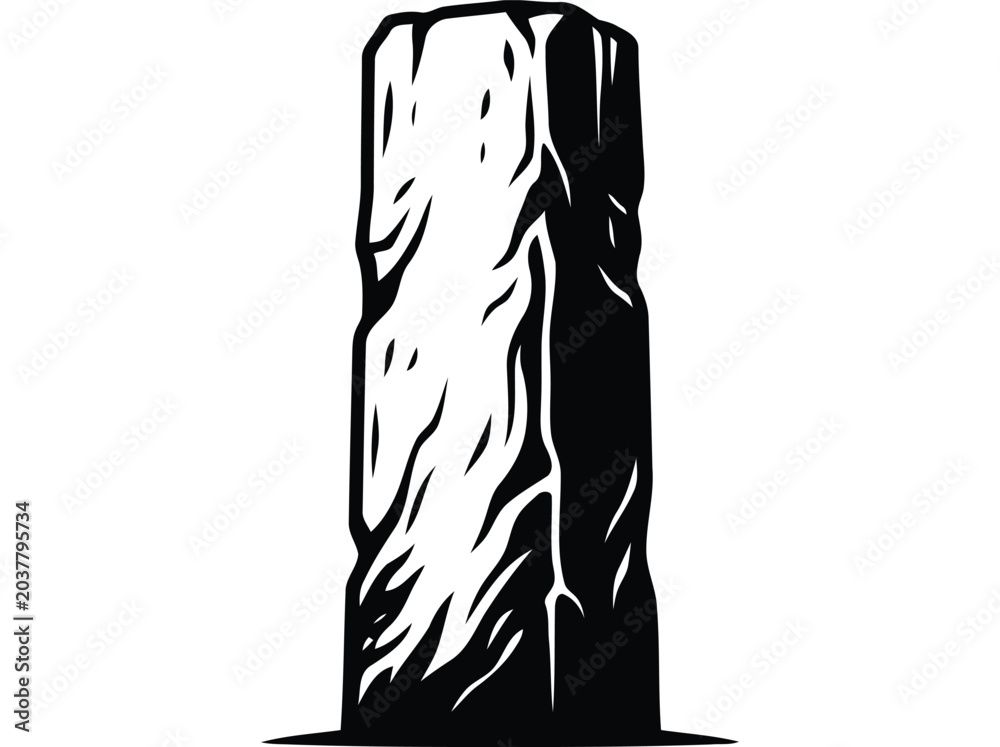 Obraz premium Stylized standing tree trunk with bold ink outline