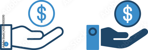 Fotografía Hand offering coin icon for tip and gratuity