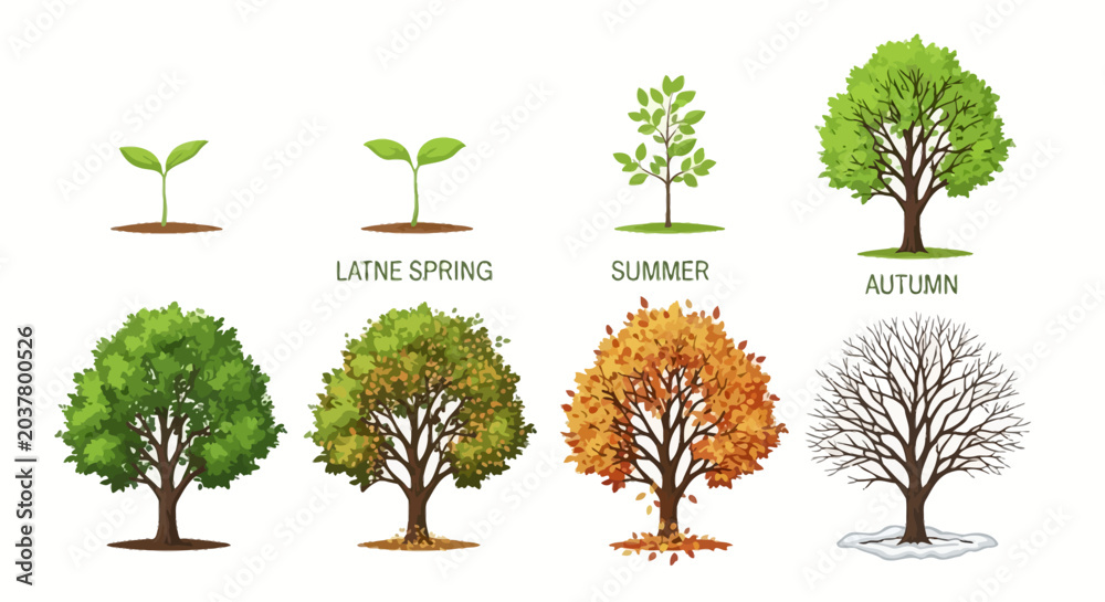 Fototapeta premium Trees in Different Seasons.