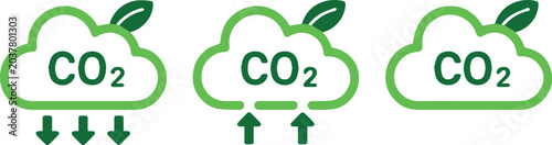 Bild auf Leinwand Carbon capture cloud icon with downward arrows