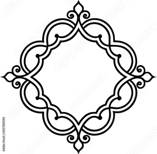 Elegant ornate floral border design in black and white
