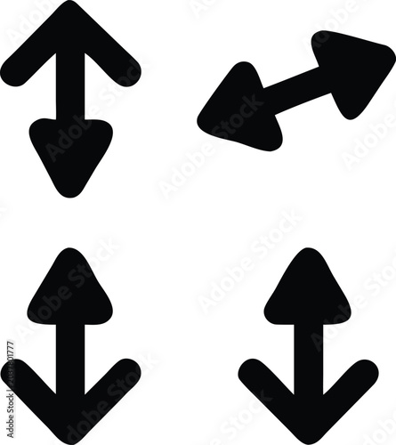 Modern black up and down arrow icons set