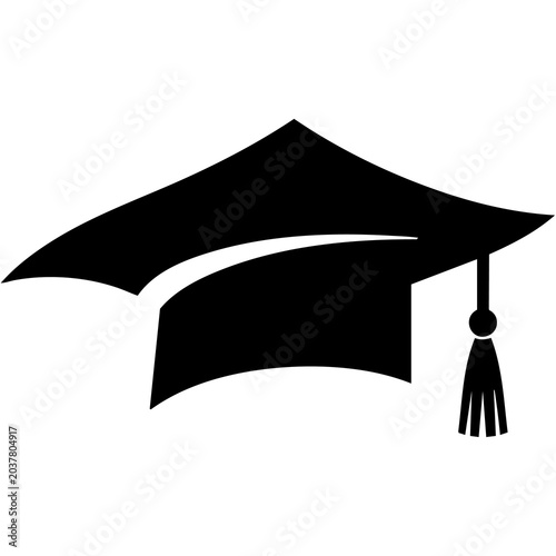 Graduation cap clip art design on plain white transparent isolated background for card, shirt, hoodie, sweatshirt, apparel, tag, mug, icon, poster or badge