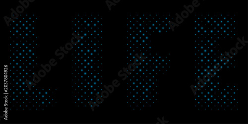 Photos Abstract word life made of glowing colorful dots on black background