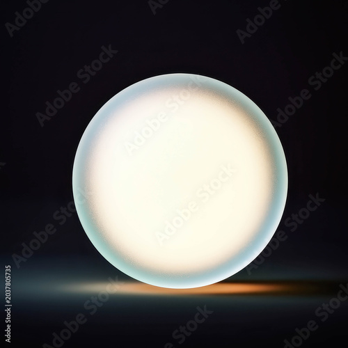 Glowing spherical lamp emitting soft, warm light against a dark background. Smooth gradient glow, minimalist aesthetic, high contrast visual. Perfect for design projects,
