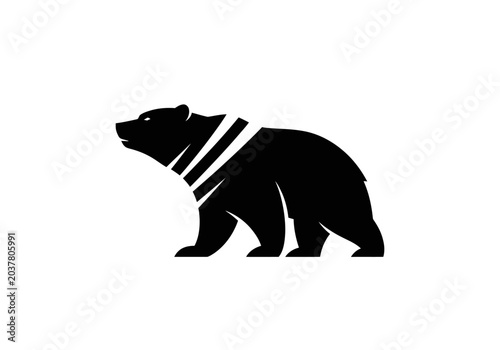 Minimalist black bear silhouette logo on white background
