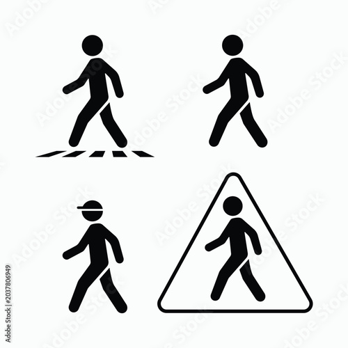 Obraz na płótnie Pedestrian crossing sign symbols showing people walking on crosswalks and road s