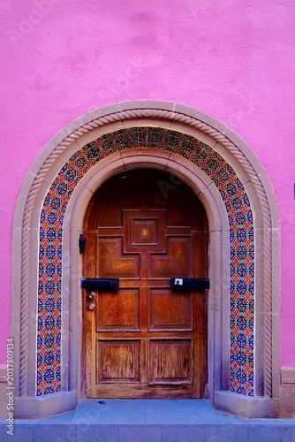 Pink Wall and Decorative Tiled Archway (San Luis Potosi, San Luis Potosi, Mexico)