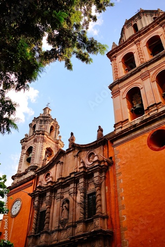 Orange Colonial Church Beneath Blue Sky (San Luis Potosi, San Luis Potosi, Mexico)