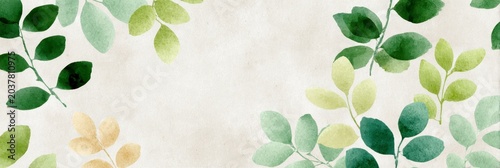 Soft Green and Yellow Leaves on Textured Paper Background