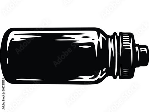 Black spray paint bottle silhouette isolated on white background