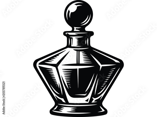 Classic glass perfume bottle icon with monochrome style