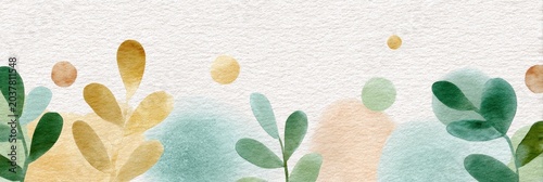 Abstract Botanical Art with Soft Earth Tones and Speckled Texture Background