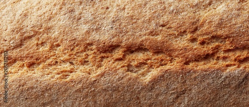Close Up Macro Texture of Golden Brown Bread Crust with Visible Grains and Natural Light