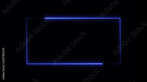 Violet Neon Frame Animation with Glowing Box Border Loop on Transparent Background