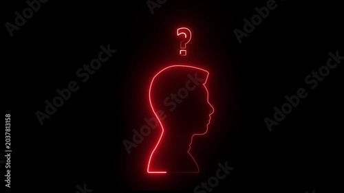 Abstract Neon Human Face Silhouette on Dark Background