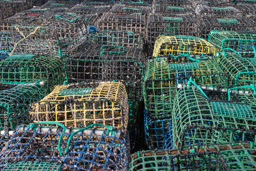 Colourful fishing cages in the Algarve, Portugal