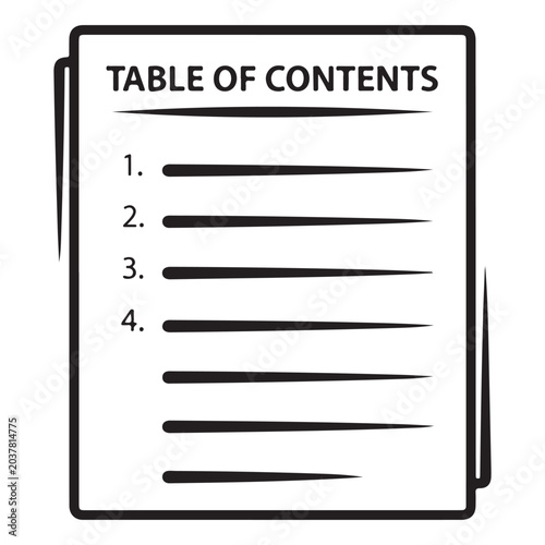 Fotografija Table of contents graphic with numbered list and horizontal lines for document o