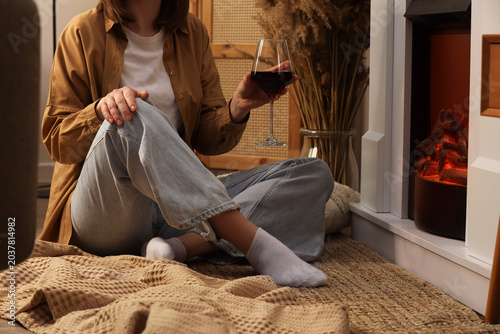 Woman with glass of red win...