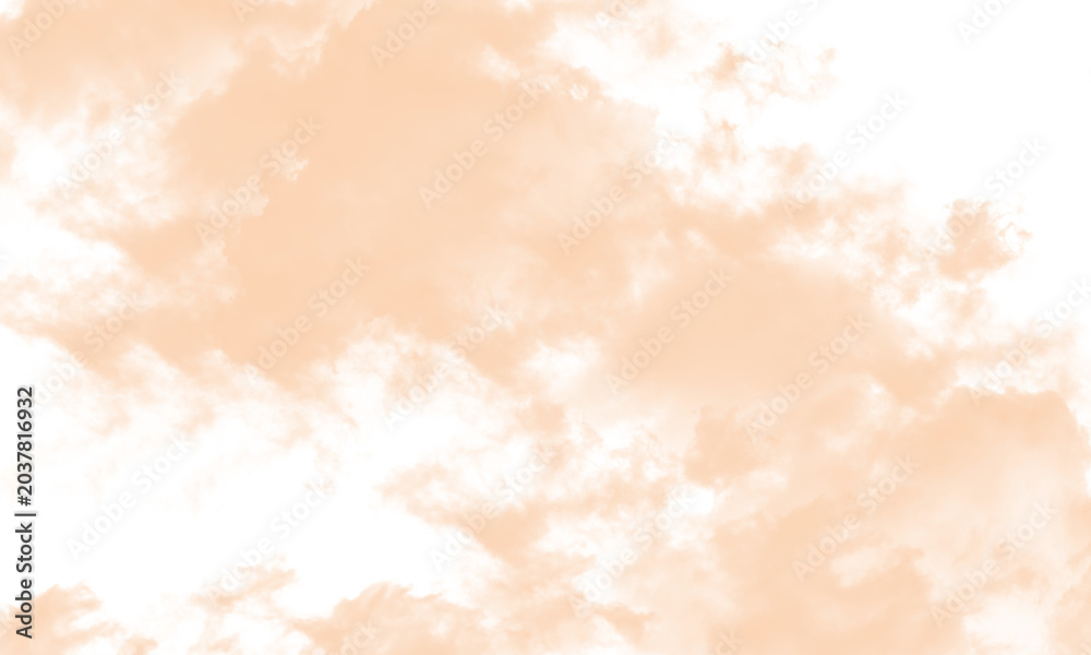 Fototapeta premium Soft Apricot Colored Clouds Against White Background, Abstract Sky Texture