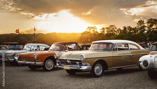 vintage classic cars at car show