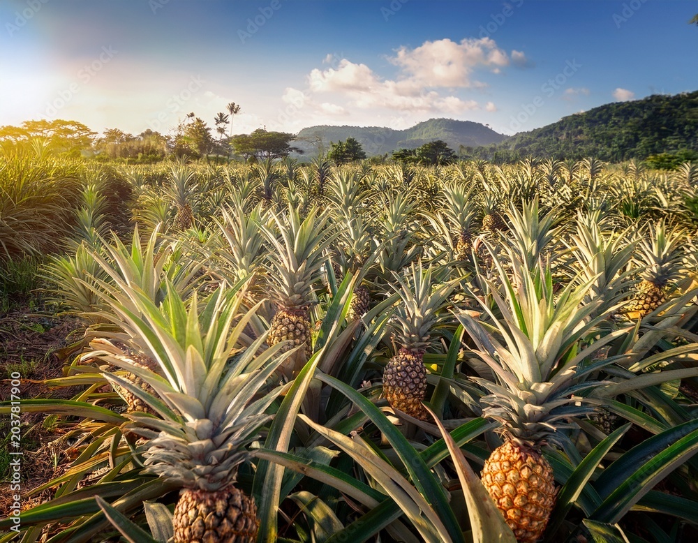 Obraz premium pineapples grown on tropical organic farming