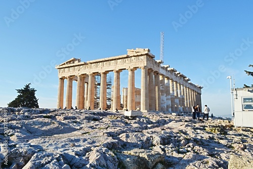 Photos Parthenon temple on the Acropolis in Athens, Greece.