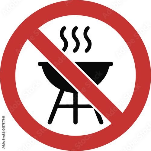 No barbecue grill prohibition sign with steam