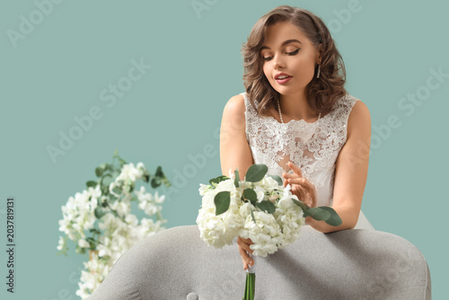 Beautiful bride with flower...