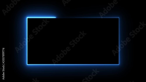 Abstract Glowing Neon Rectangle Frame Animation on Green Screen Background with Moving Light Effect