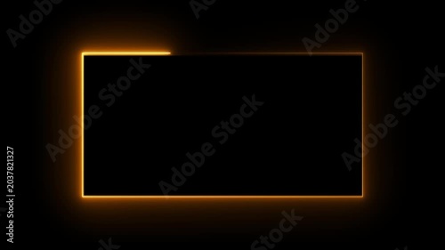 Abstract Glowing Neon Rectangle Frame Animation on Green Screen Background with Moving Light Effect