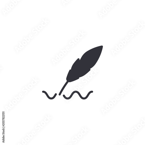 Simple feather pen icon symbolizing traditional writing, calligraphy, creativity, and artistic expression.