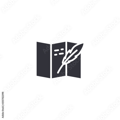 Open book editing icon symbolizing publishing, reading, storytelling, and creative content development.