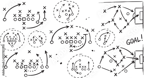 Fotografie Soccer football strategy tactics board illustration