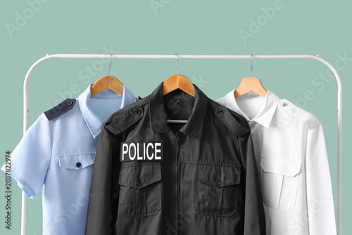 Rack with policeman's unifo...