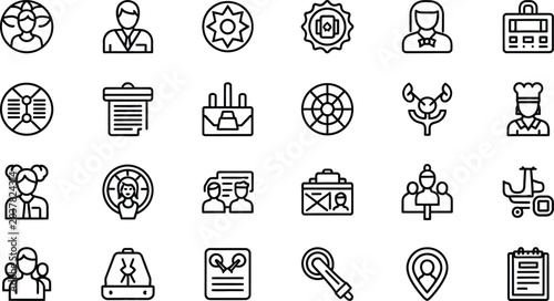 Schilderij op canvas Collection of 20 line icons related to business people and management