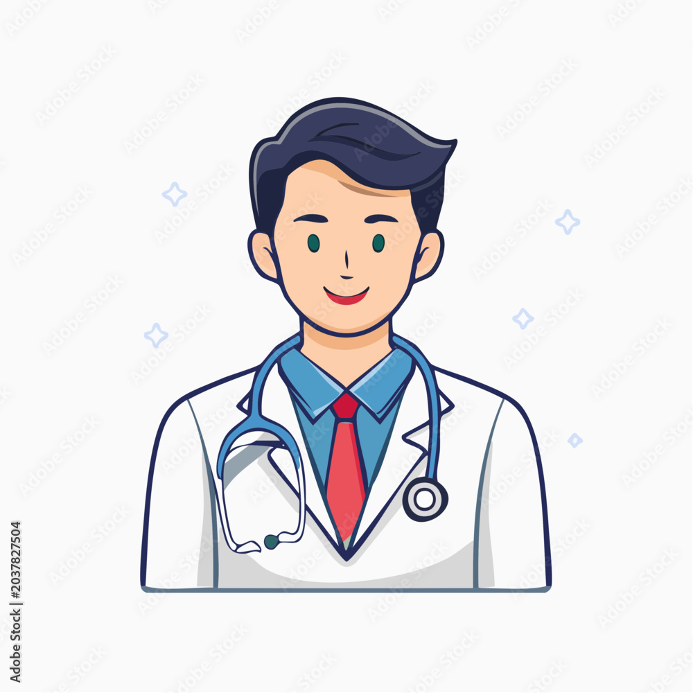 Fototapeta premium Cartoon Doctor with Stethoscope