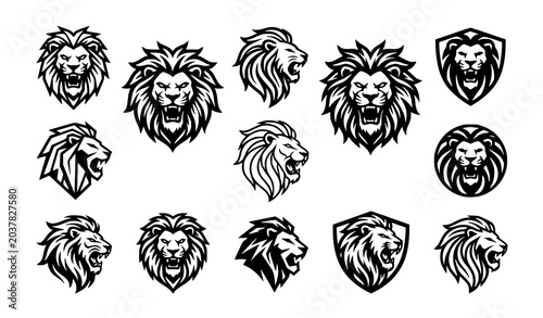 Lion Head Logo and Mascot Collection Vector Set