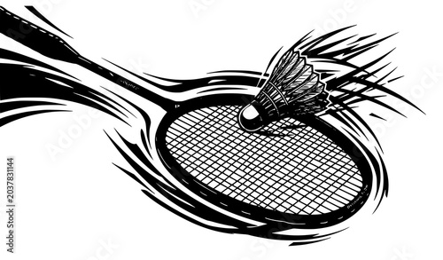 Photos Badminton Racket and Shuttlecock Dynamic Sports Illustration Vector