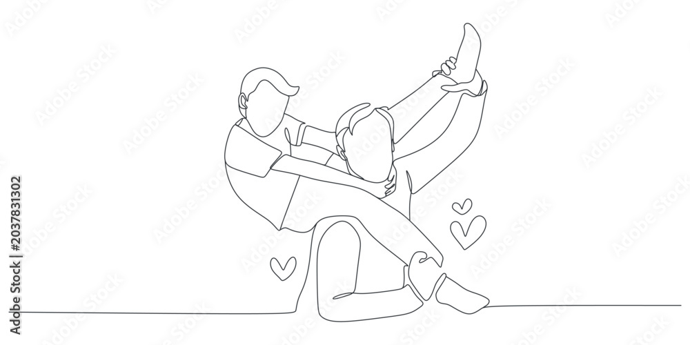 Fototapeta premium Line illustration depicting the closeness of father and son, design for Father's Day eps 3