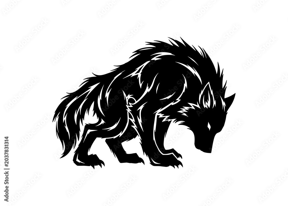 Obraz premium Tribal Wolf Silhouette