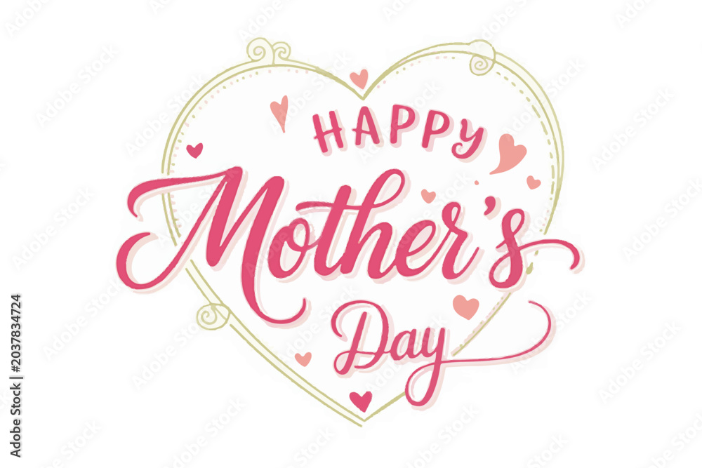 Fototapeta premium Happy Mothers Day Heart Calligraphy evniiky3g illustration