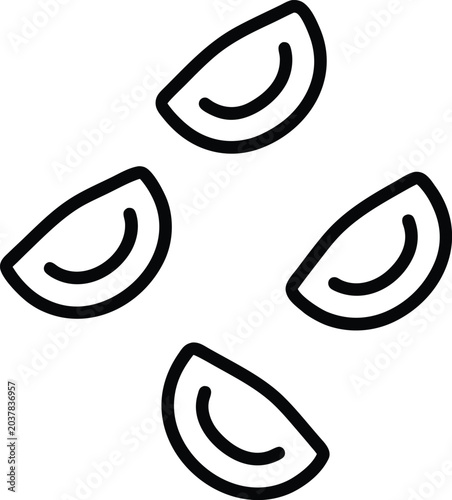 Photos floating seed coconut fragment black and white vector illustration on transparen