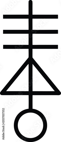 Tableau sur toile alchemical symbol for sulfur black and white vector illustration on transparent