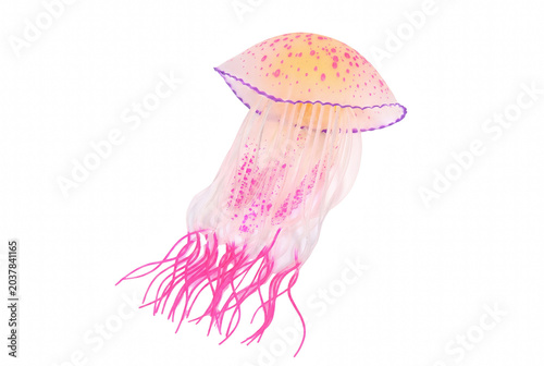Artificial Pink and Yellow Jellyfish with Purple Accents