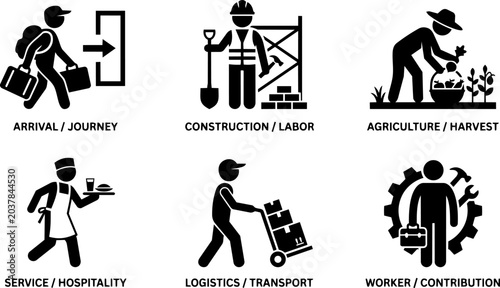 Labor and community service icons. Vector