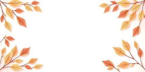 Cartoon-style decorative background with dry autumn leaves around edges and clean empty center space for text, soft pastel pink tones, minimal composition.
