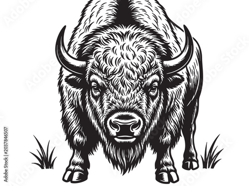 Foto Bison, American Bison, Bull, Wildlife Illustration, Vector Graphic
