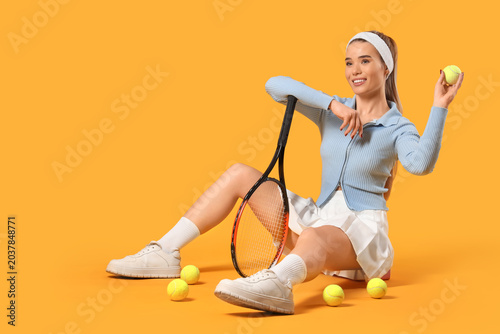 Young female tennis player ...
